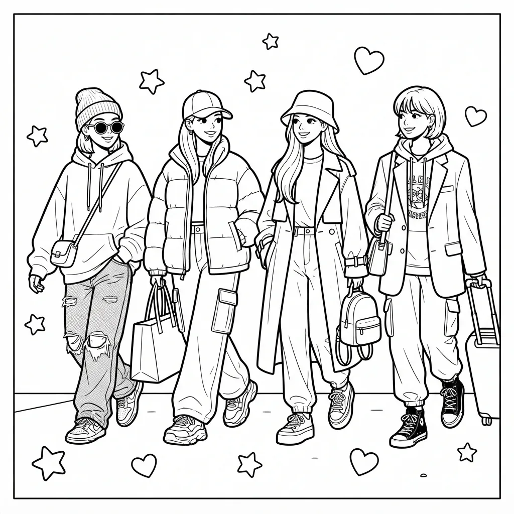 Free Printable K Pop Coloring Pages Sheet 6