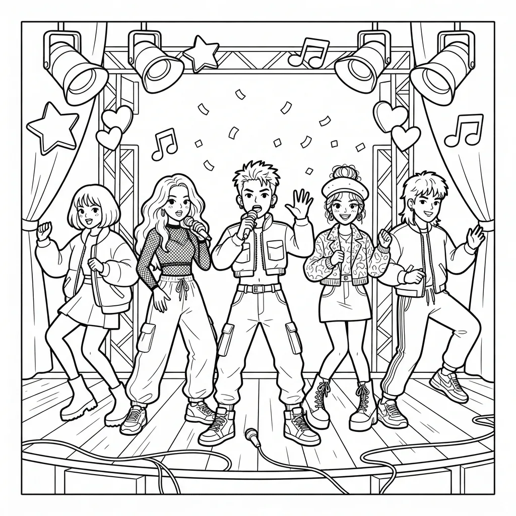 Free Printable K Pop Coloring Pages Sheet 7
