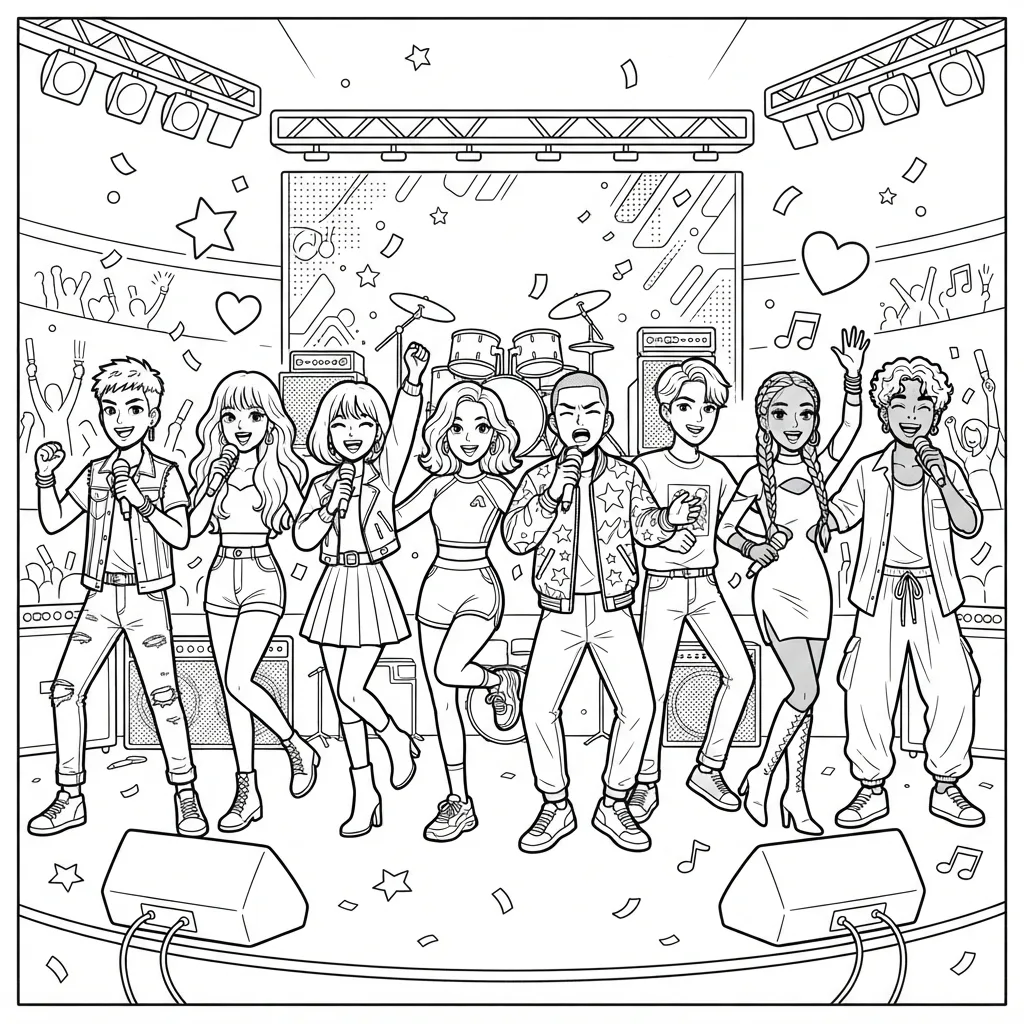 Free Printable K Pop Coloring Pages Sheet 8