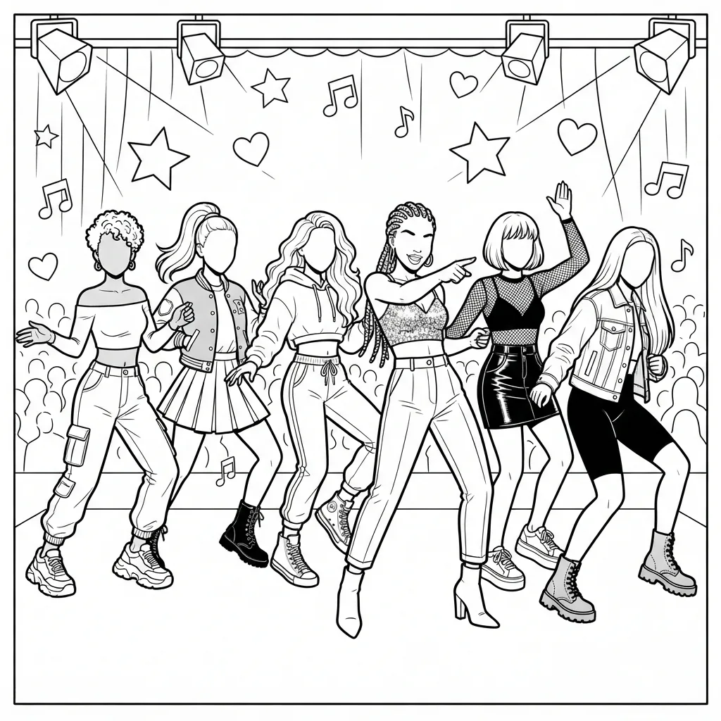 Free Printable Katseye Coloring Pages Sheet 2