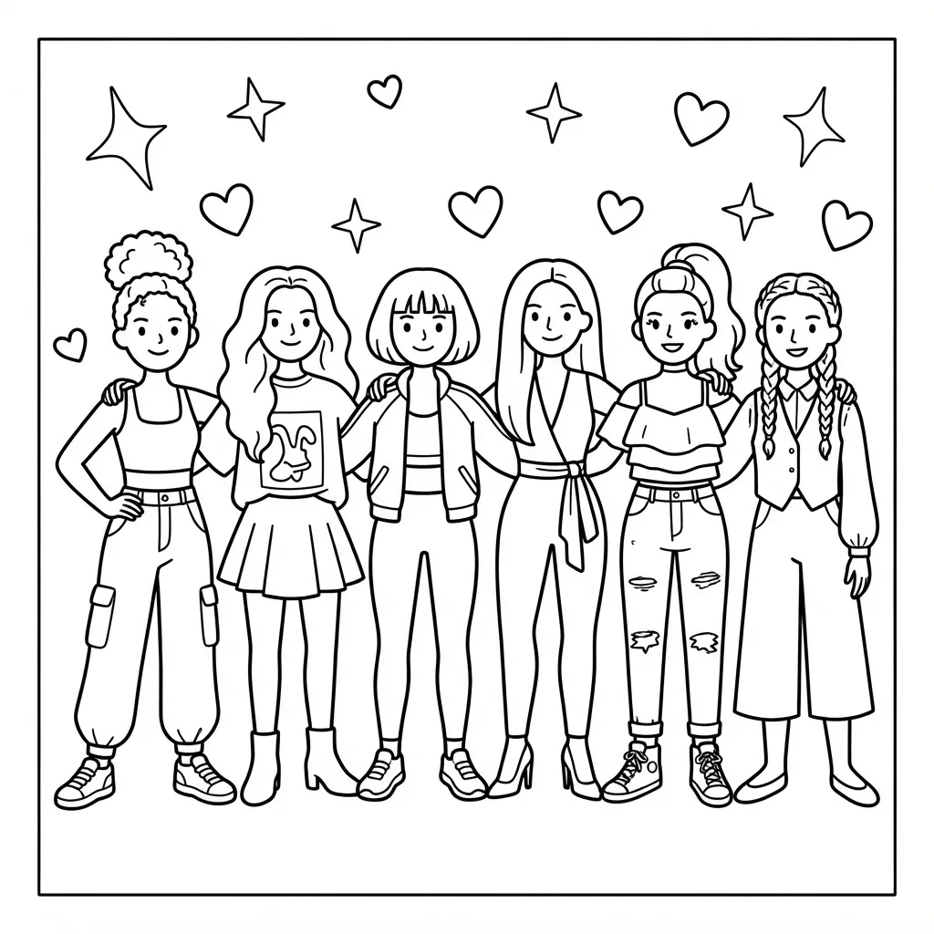 Free Printable Katseye Coloring Pages Sheet 3