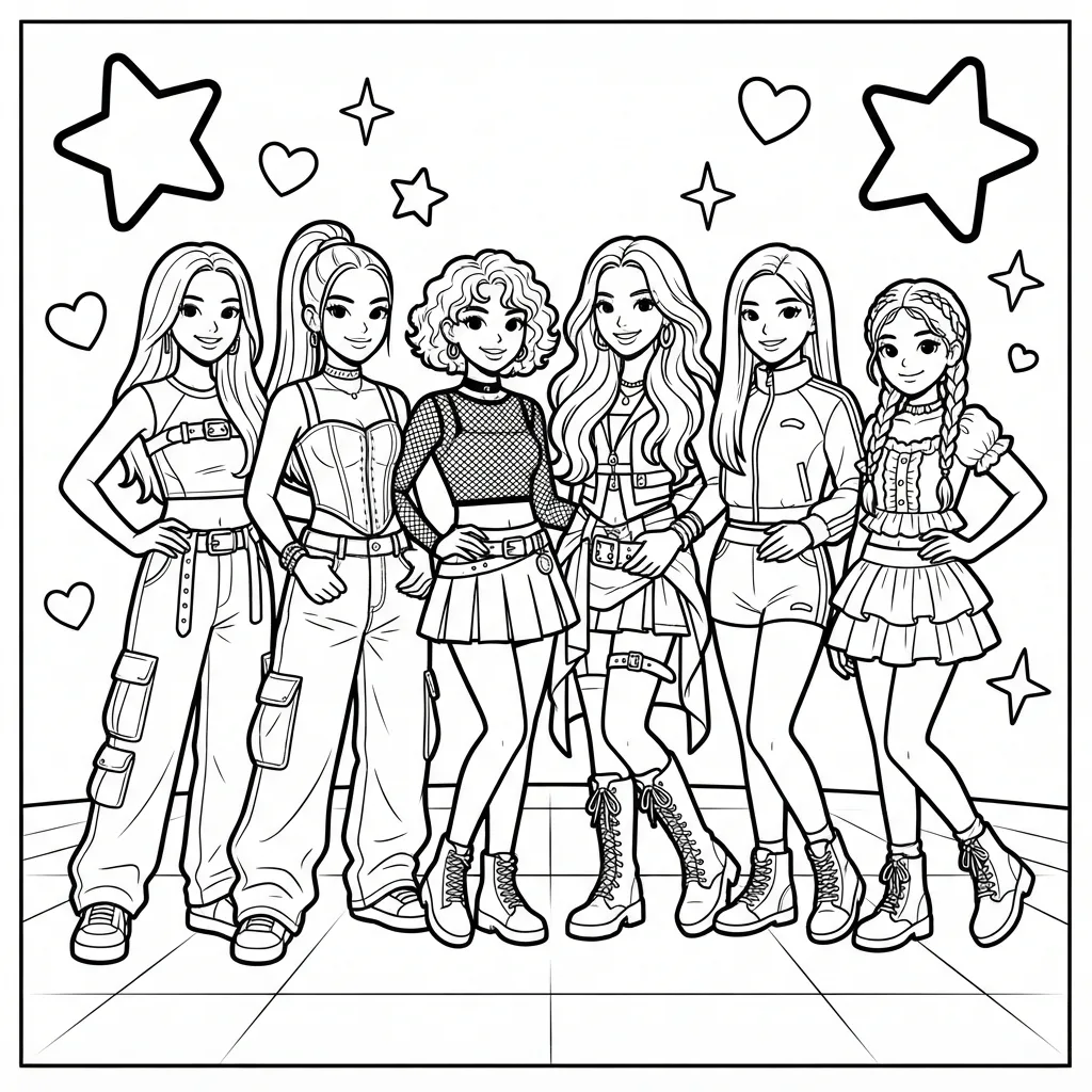 Free Printable Katseye Coloring Pages Sheet 8