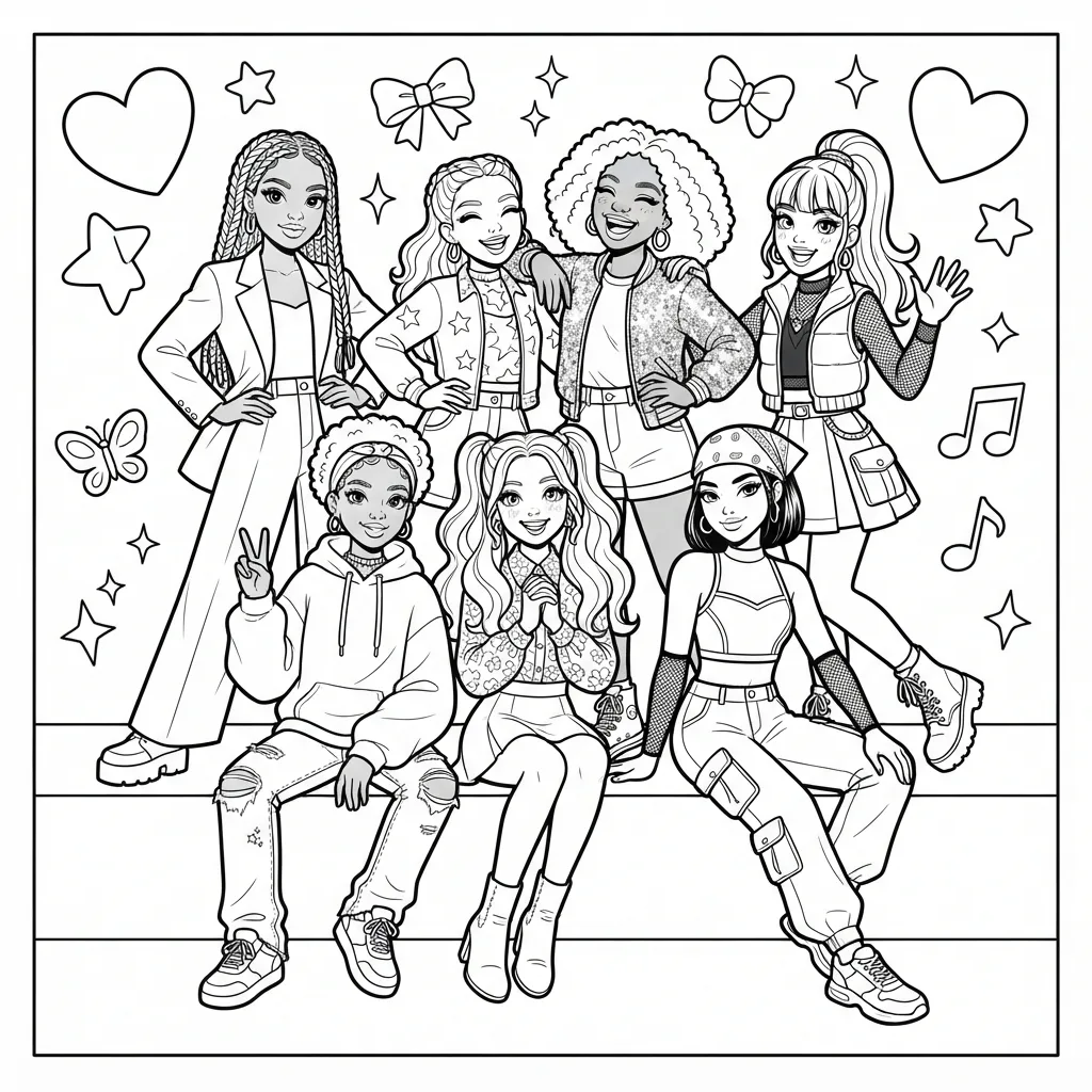 Free Printable Katseye Coloring Pages Sheet 9