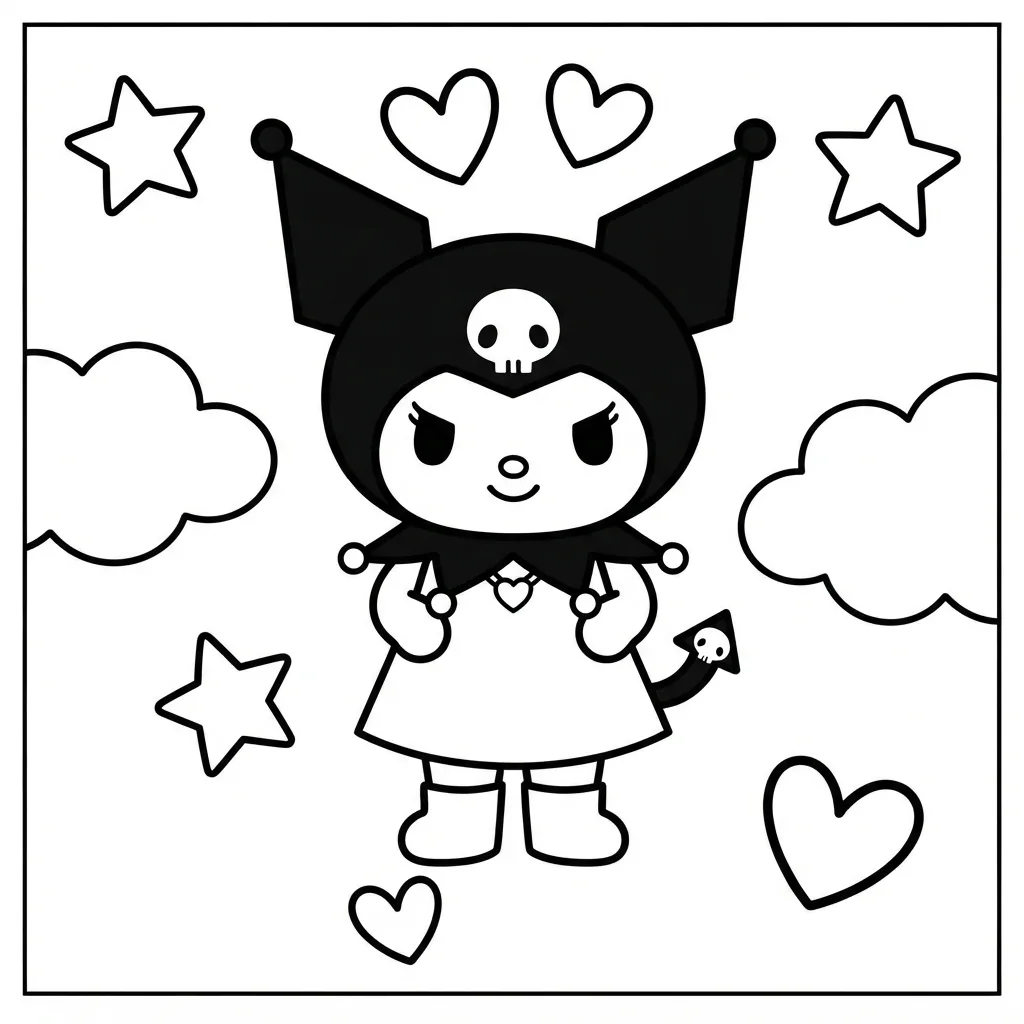 Free Printable Kuromi Coloring Pages Sheet 1