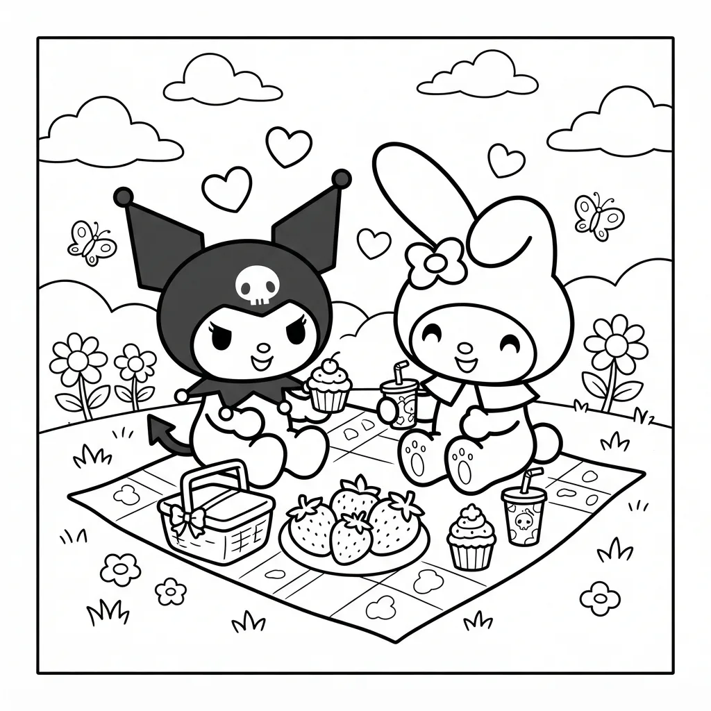 Free Printable Kuromi Coloring Pages Sheet 2