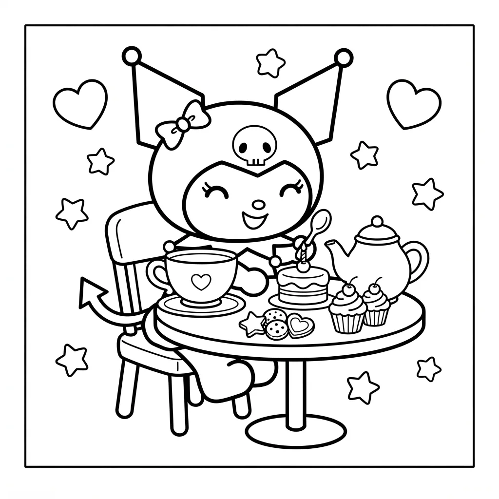 Free Printable Kuromi Coloring Pages Sheet 3