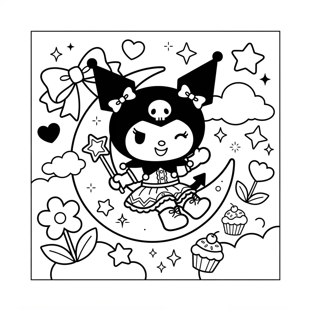 Free Printable Kuromi Coloring Pages Sheet 7