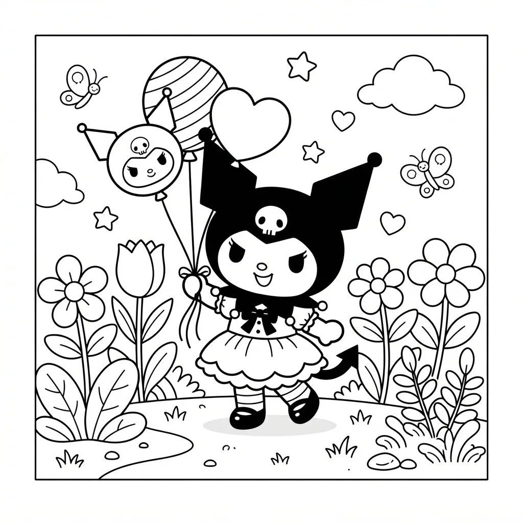 Free Printable Kuromi Coloring Pages Sheet 8