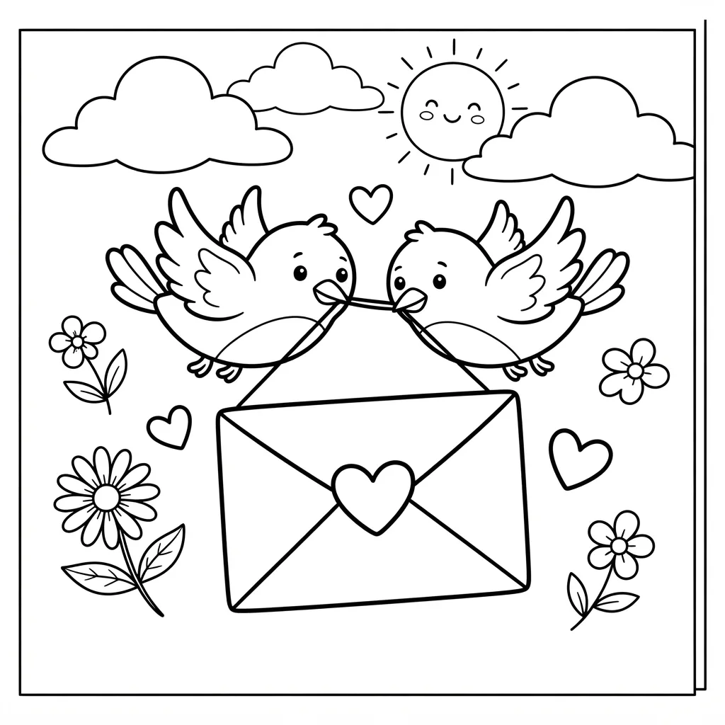 Free Printable Love Letter Coloring Pages Sheet 1