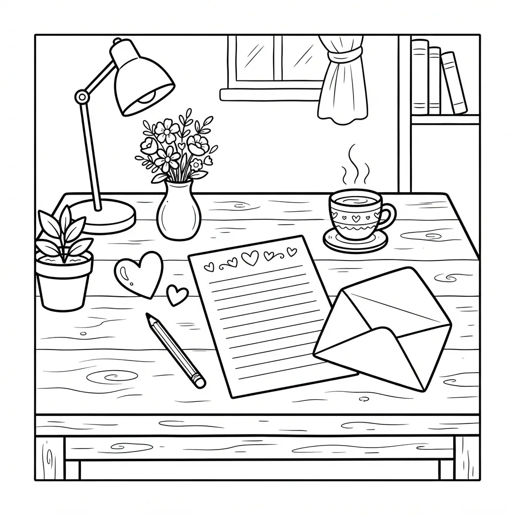 Free Printable Love Letter Coloring Pages Sheet 2
