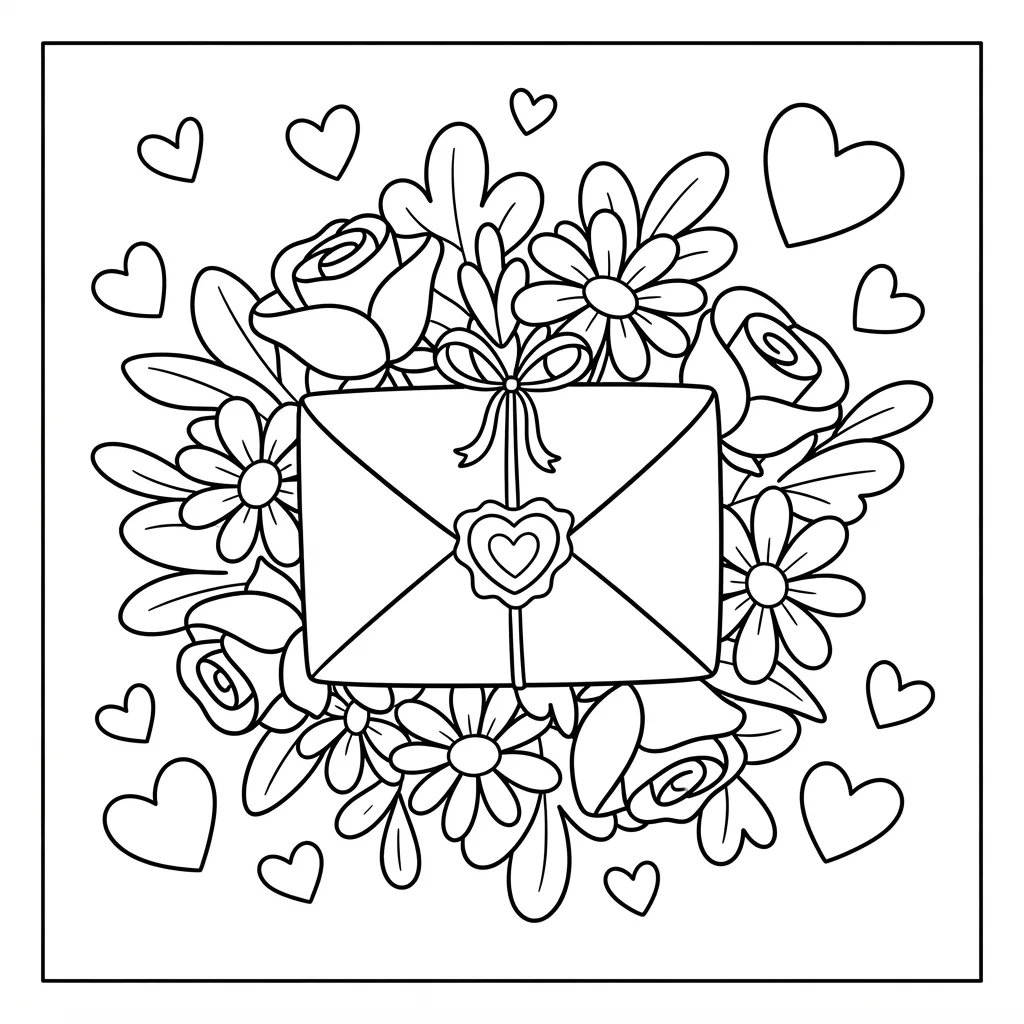 Free Printable Love Letter Coloring Pages Sheet 3