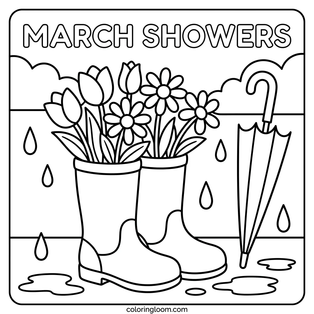 Free March Coloring Pages Printable PDF for Kids Sheet 10