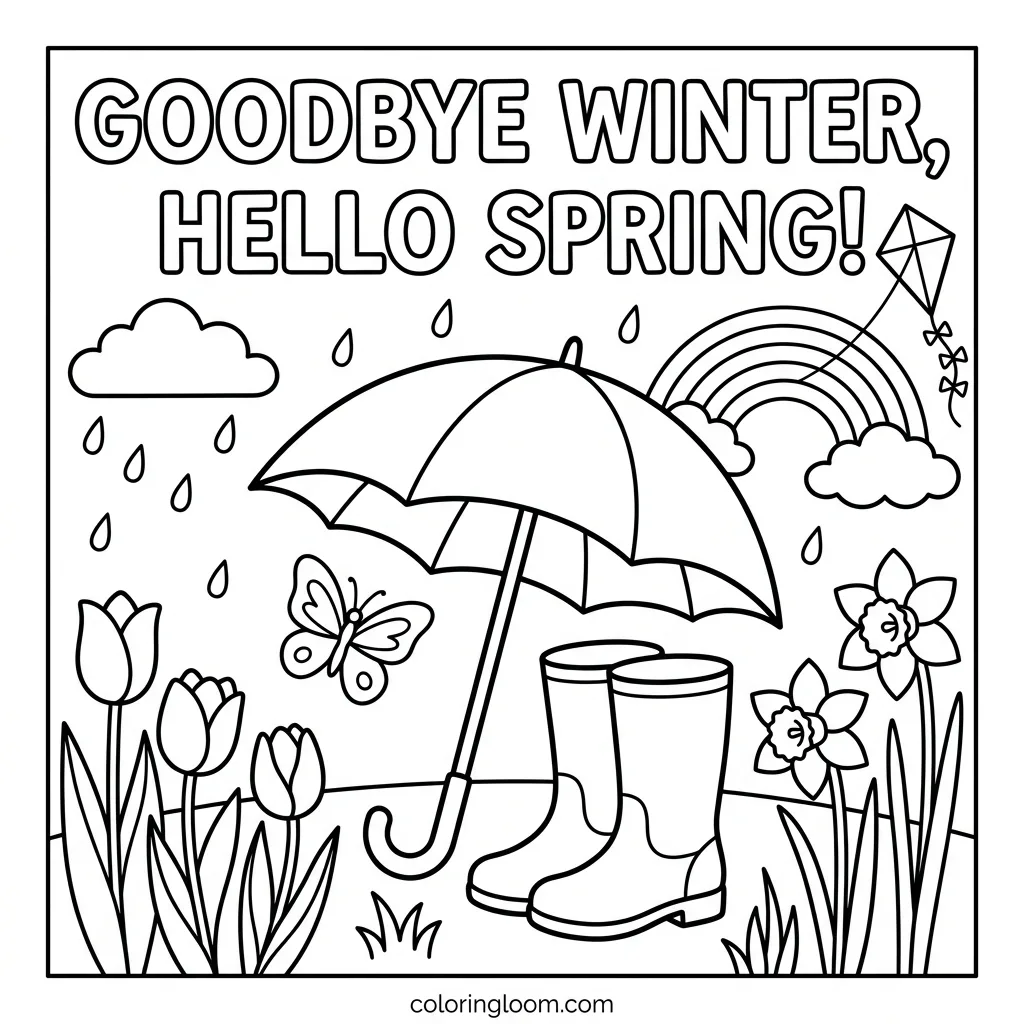 Free March Coloring Pages Printable PDF for Kids Sheet 8