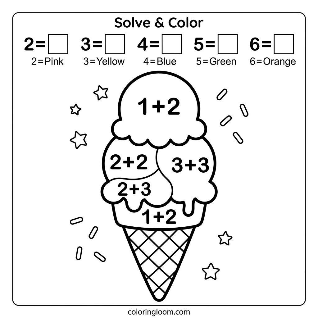 Free Printable Math Coloring Worksheet for Kids 1