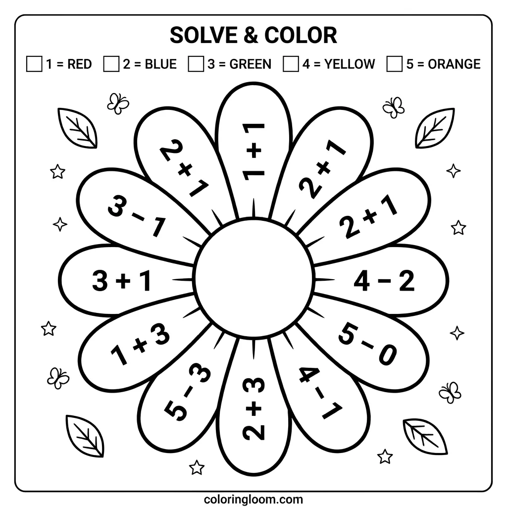 Free Printable Math Coloring Worksheet for Kids 2