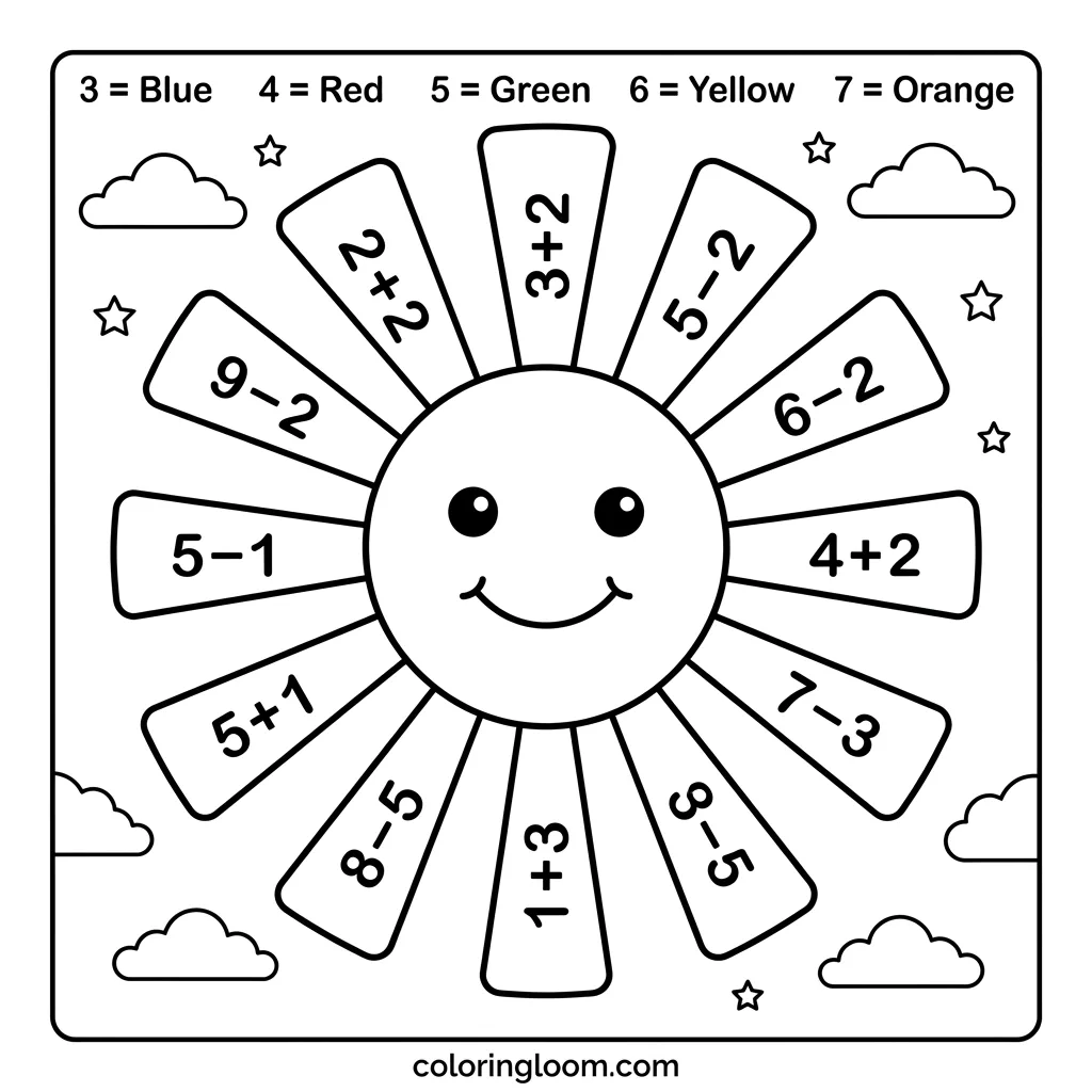 Free Printable Math Coloring Worksheet for Kids 5