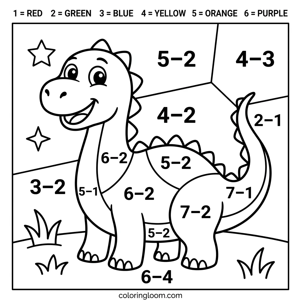 Free Printable Math Coloring Worksheet for Kids 6