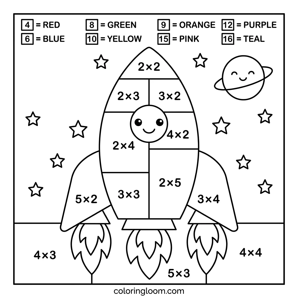 Free Printable Math Coloring Worksheet for Kids 7