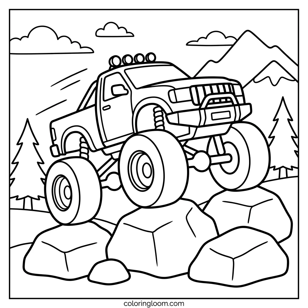 Free Monster Truck Coloring Pages Printable PDF for Kids Sheet 1