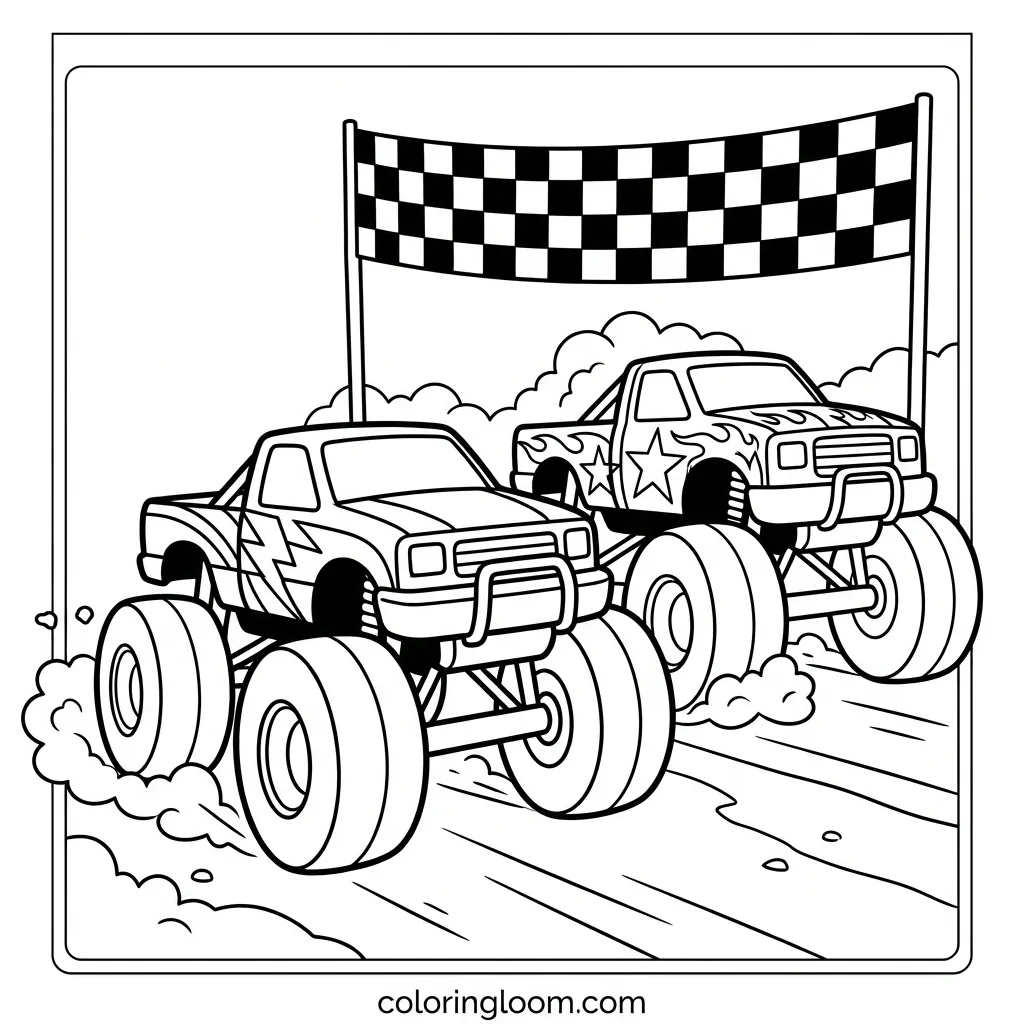 Free Monster Truck Coloring Pages Printable PDF for Kids Sheet 10