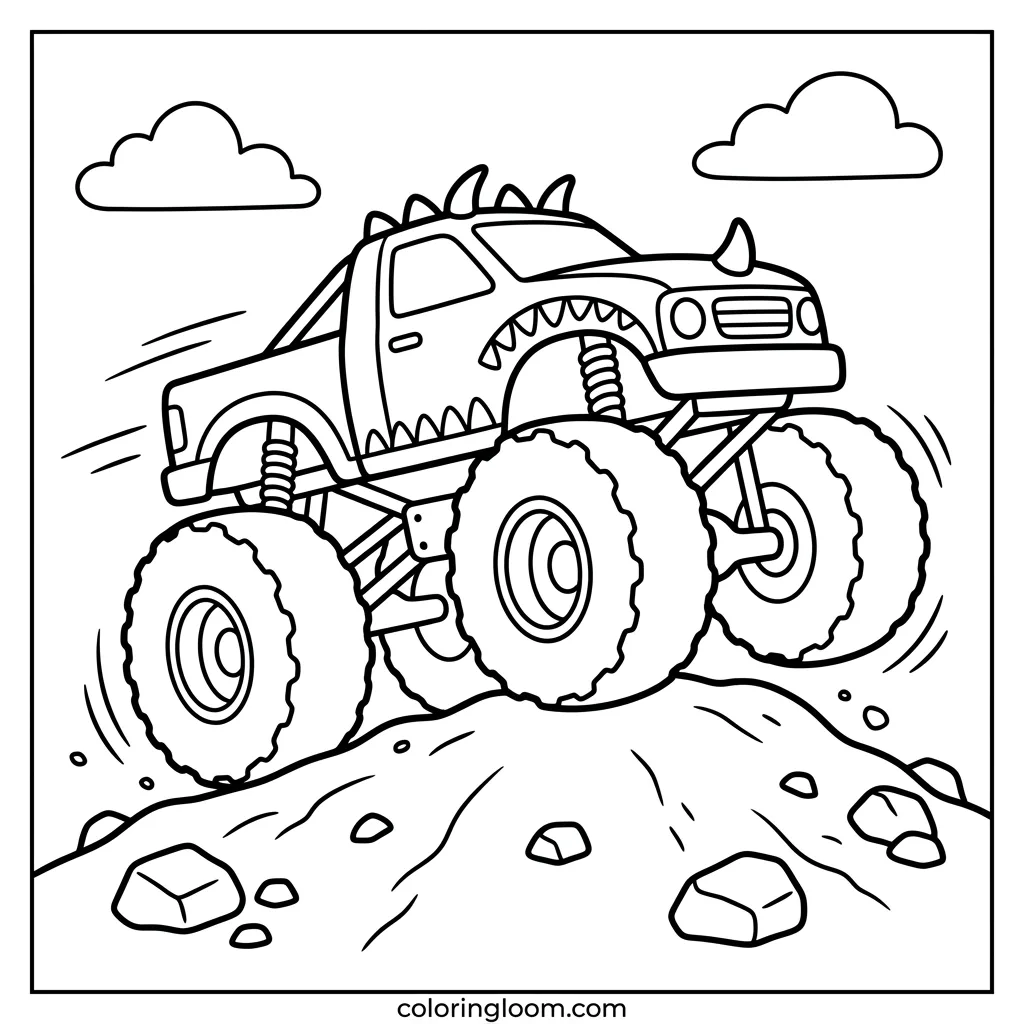 Free Monster Truck Coloring Pages Printable PDF for Kids Sheet 4