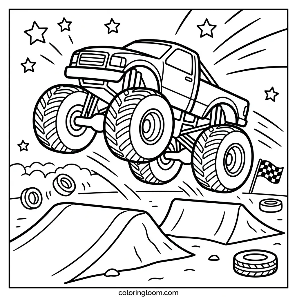 Free Monster Truck Coloring Pages Printable PDF for Kids Sheet 5