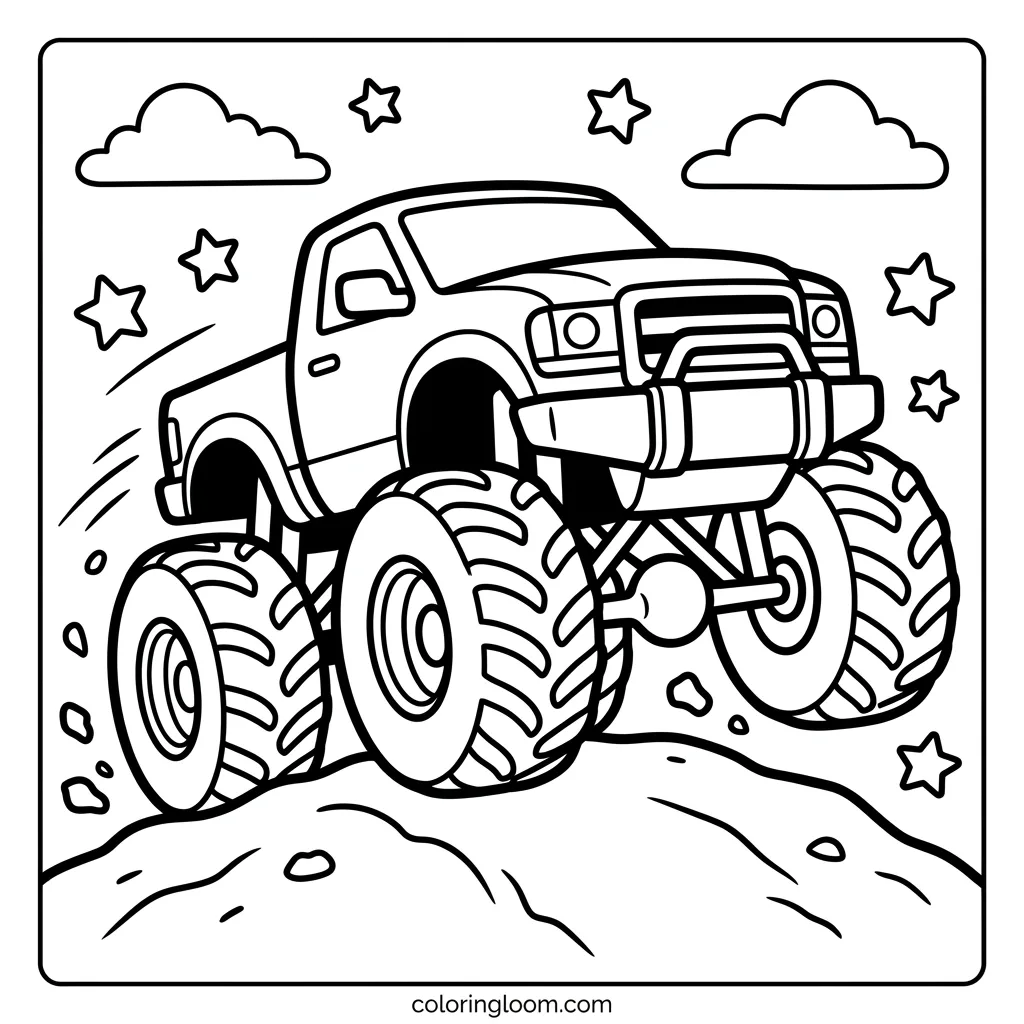 Free Monster Truck Coloring Pages Printable PDF for Kids Sheet 7
