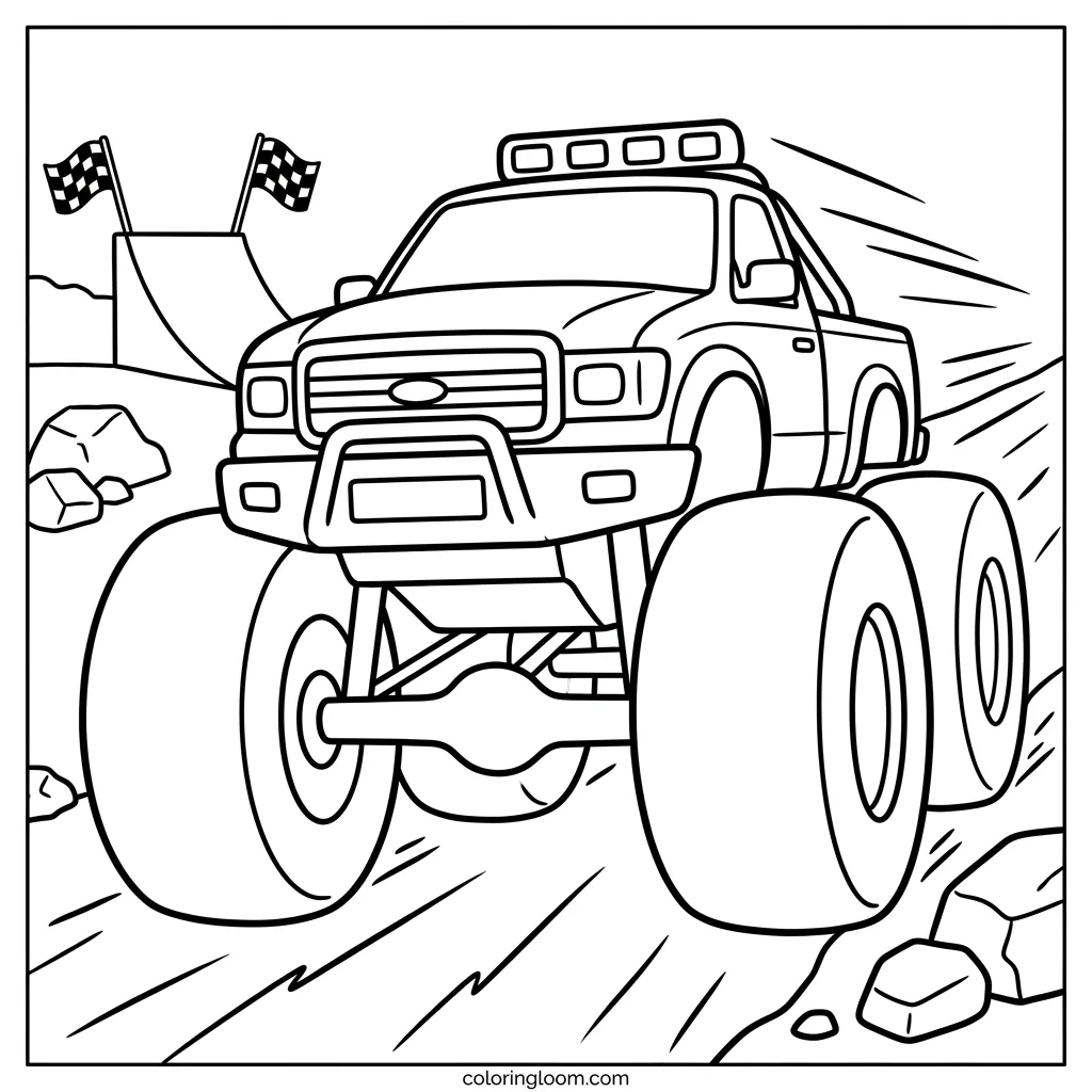 Free Monster Truck Coloring Pages Printable PDF for Kids Sheet 8