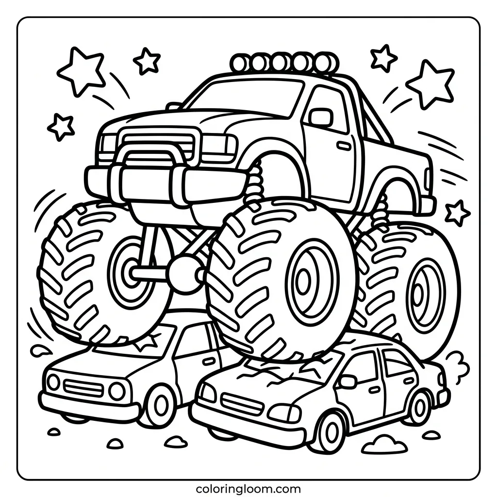 Free Monster Truck Coloring Pages Printable PDF for Kids Sheet 9