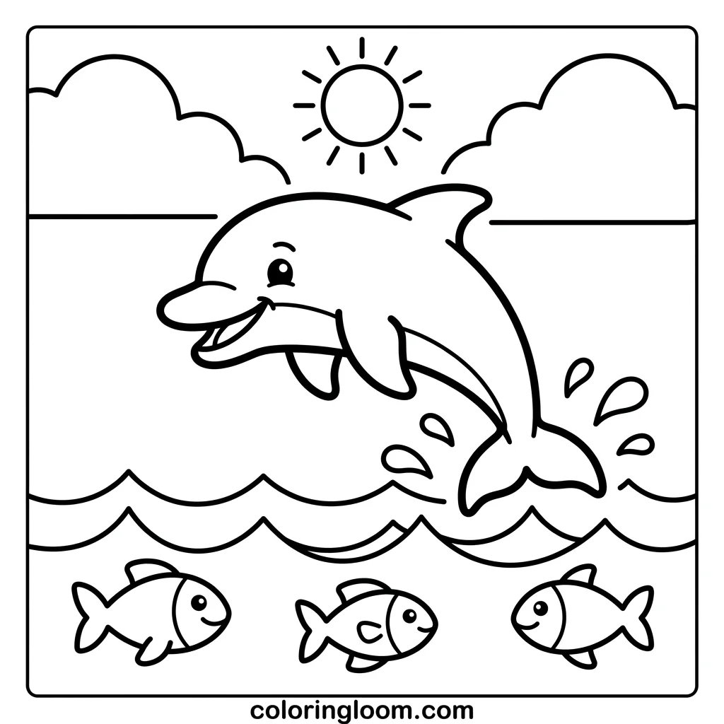 Free Ocean Coloring Pages Printable PDF for Kids Sheet 1