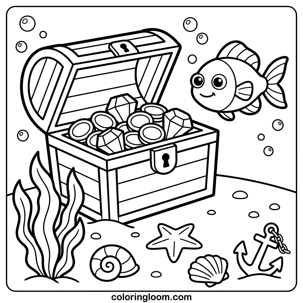 Free Ocean Coloring Pages Printable PDF for Kids Sheet 4