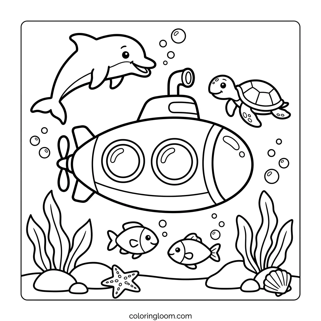 Free Ocean Coloring Pages Printable PDF for Kids Sheet 6