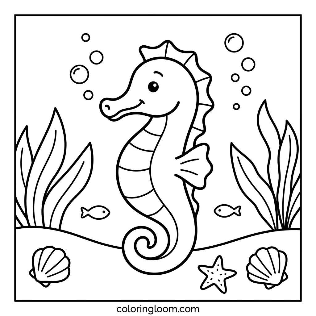 Free Ocean Coloring Pages Printable PDF for Kids Sheet 7