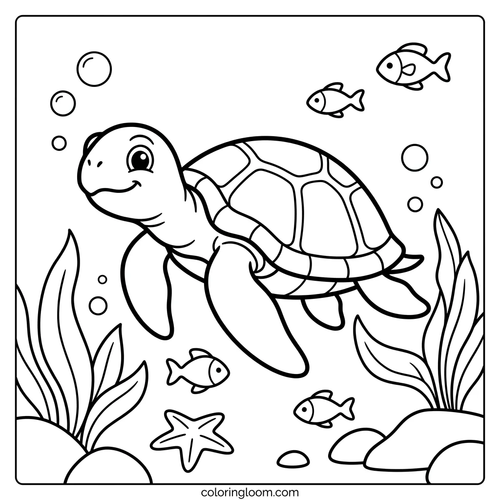 Free Ocean Coloring Pages Printable PDF for Kids Sheet 8