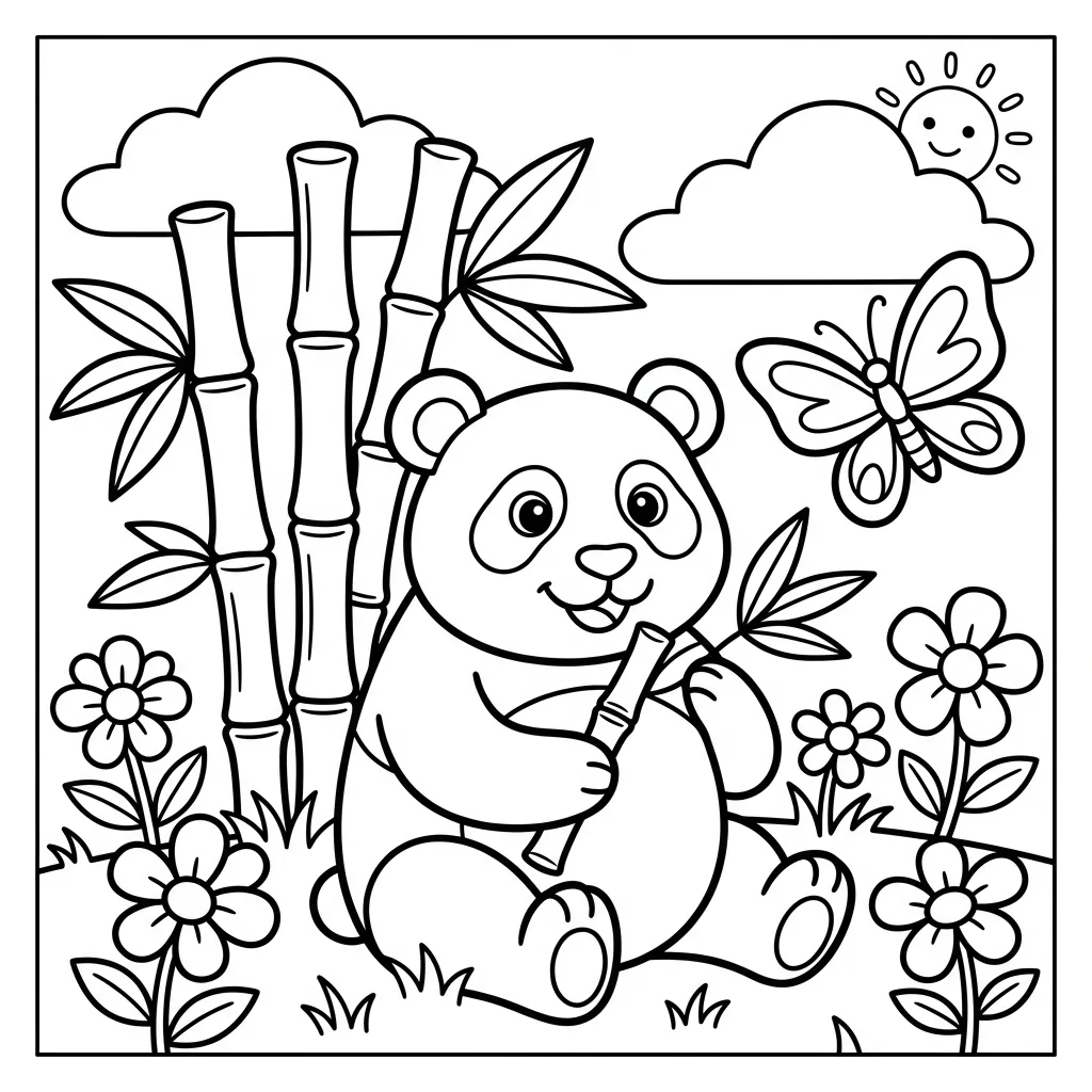 Free Printable Panda Coloring Pages Sheet 6