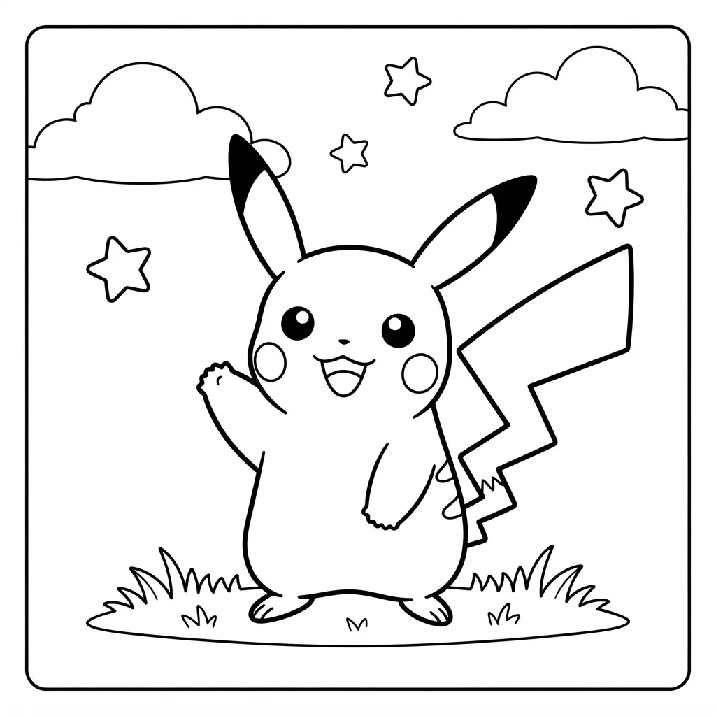 Free Printable Pikachu Coloring Page Sheet 1