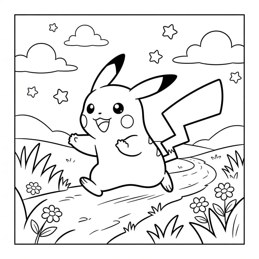 Free Printable Pikachu Coloring Page Sheet 10