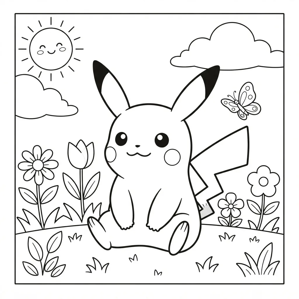 Free Printable Pikachu Coloring Page Sheet 2