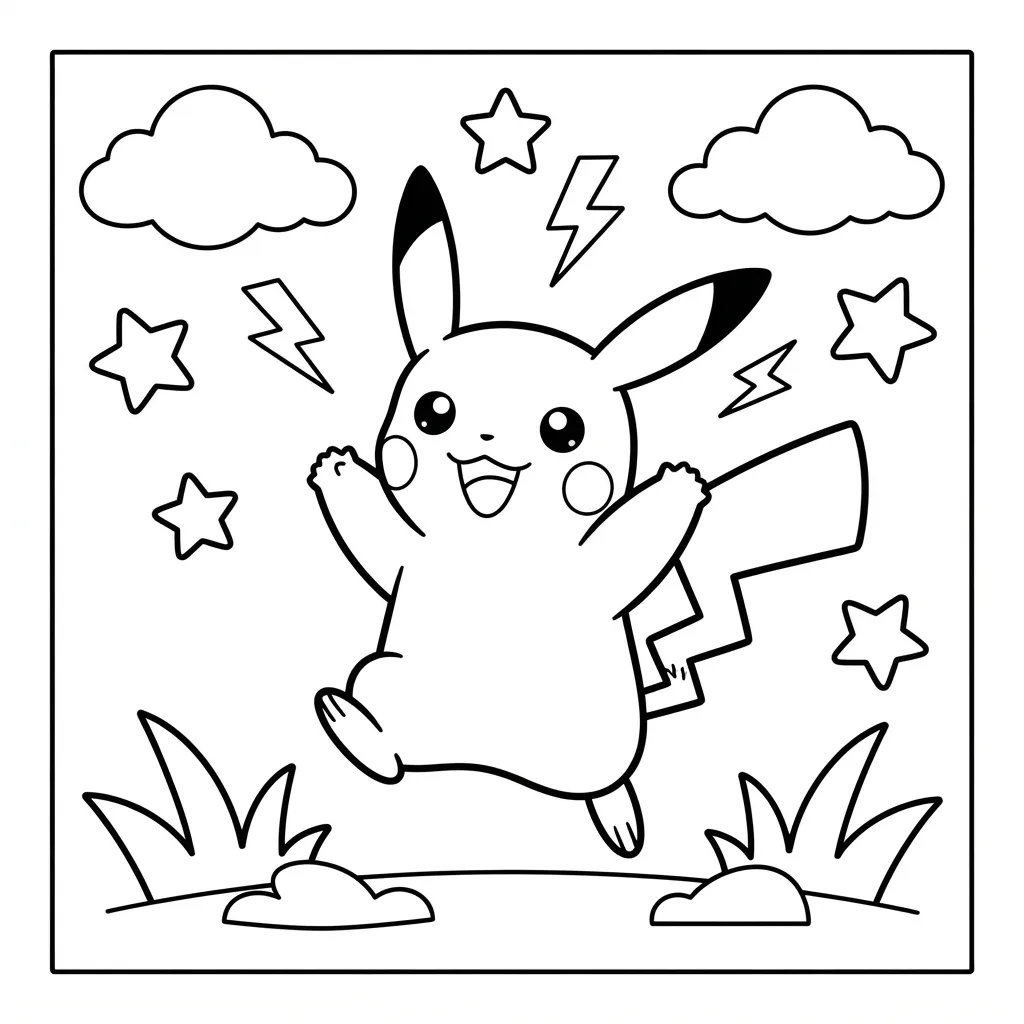 Free Printable Pikachu Coloring Page Sheet 3