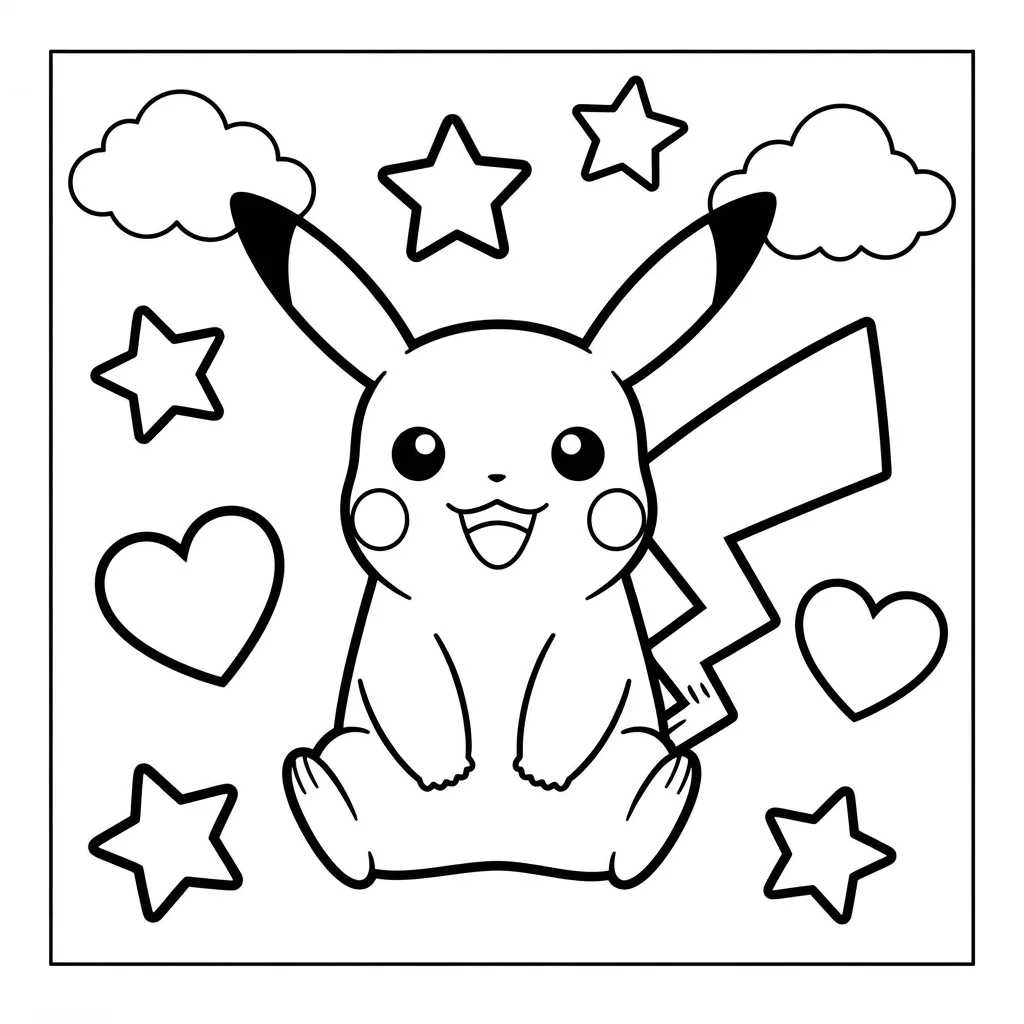 Free Printable Pikachu Coloring Page Sheet 4