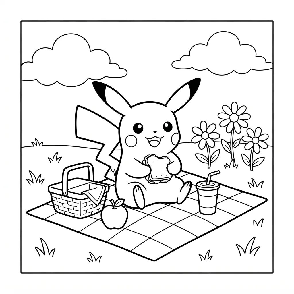 Free Printable Pikachu Coloring Page Sheet 6