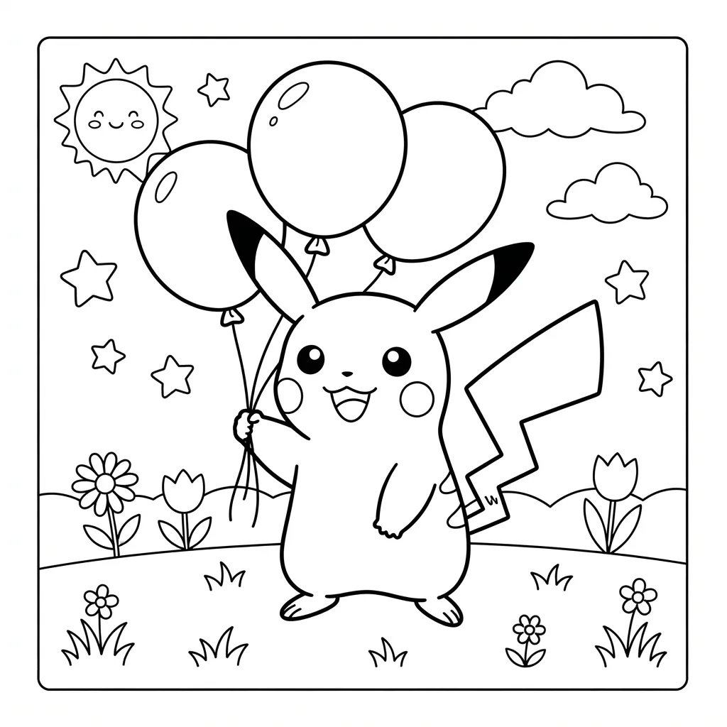 Free Printable Pikachu Coloring Page Sheet 7