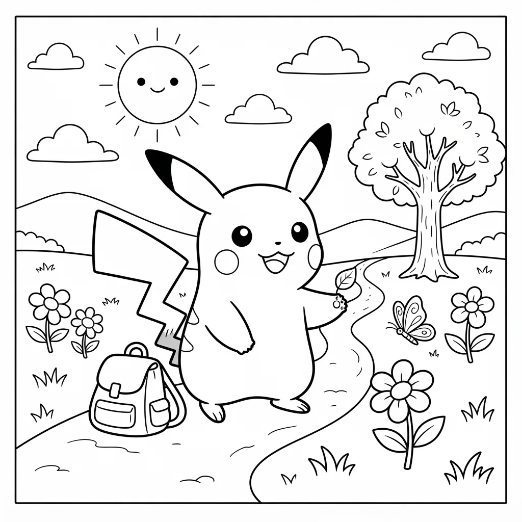 Free Printable Pikachu Coloring Page Sheet 8