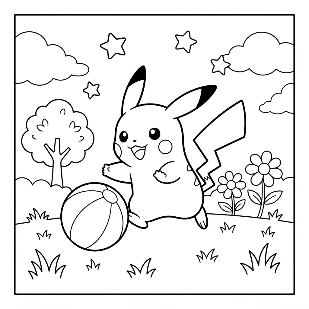 Free Printable Pikachu Coloring Page Sheet 9
