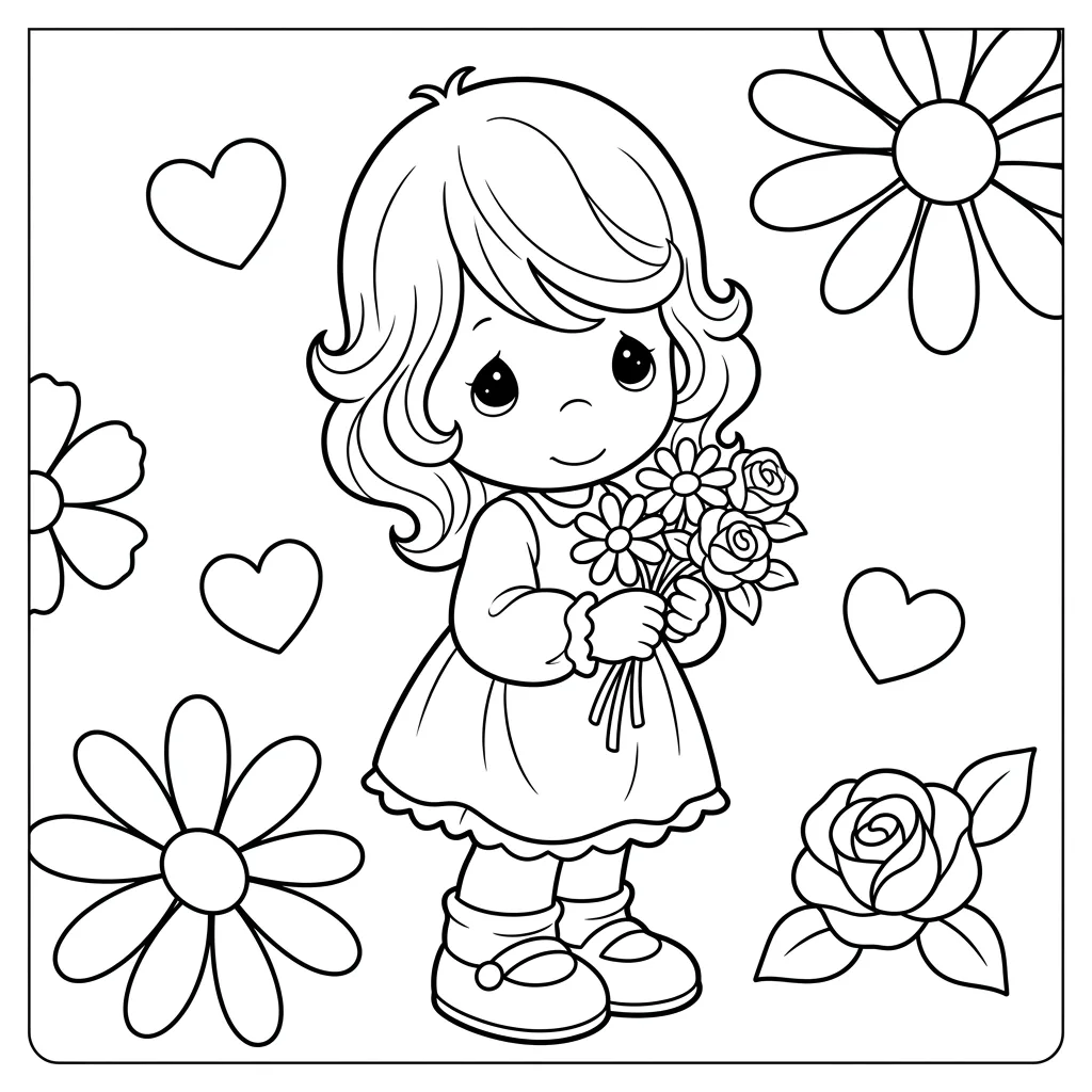 Free Printable Precious Moments Coloring Pages Sheet 1