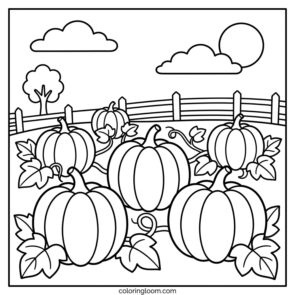 Free Pumpkin Coloring Pages Printable PDF for Kids Sheet 10