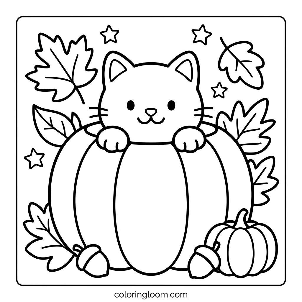 Free Pumpkin Coloring Pages Printable PDF for Kids Sheet 2