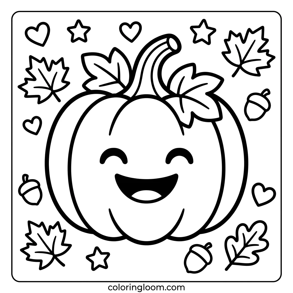 Free Pumpkin Coloring Pages Printable PDF for Kids Sheet 3