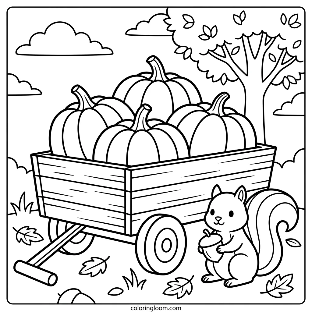 Free Pumpkin Coloring Pages Printable PDF for Kids Sheet 4