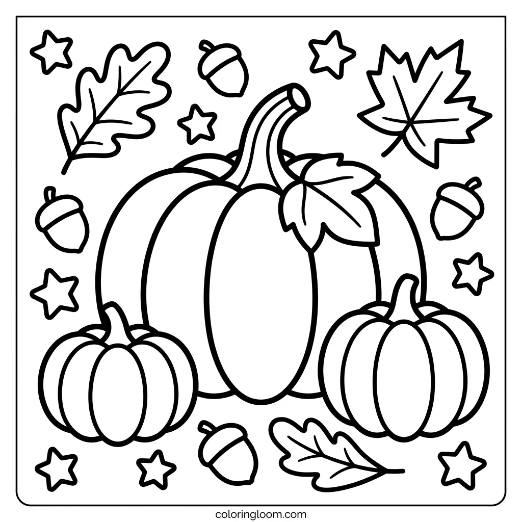 Free Pumpkin Coloring Pages Printable PDF for Kids Sheet 5